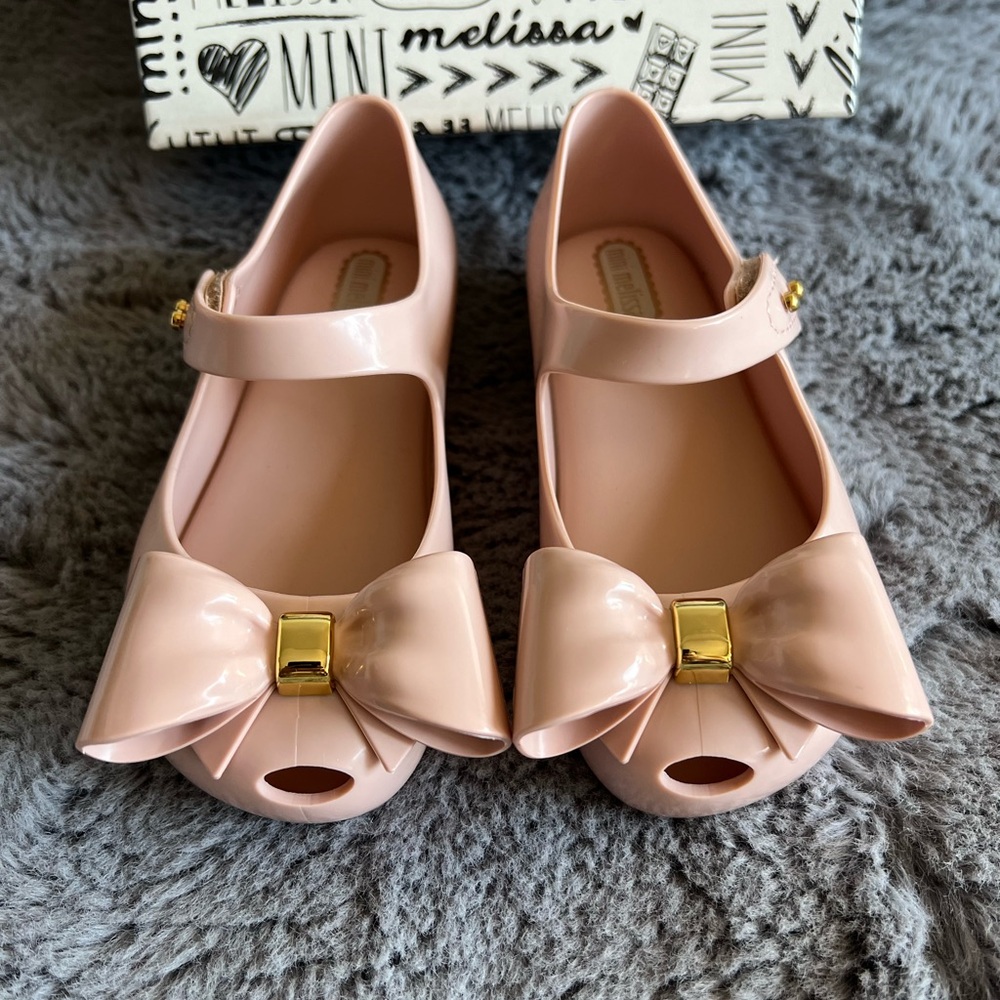 NEW Mini Melissa Kids Blush Pink Bow Dress Shoes 9